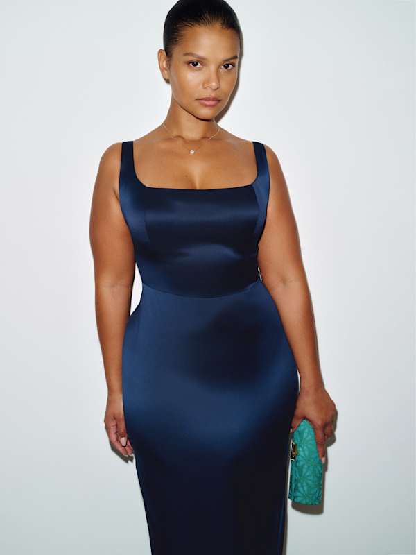 Ambre Silk Dress Es - Midnight