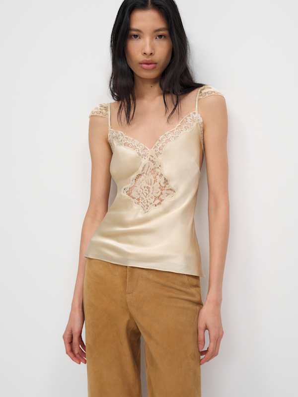 Serafina Silk Top - Almond