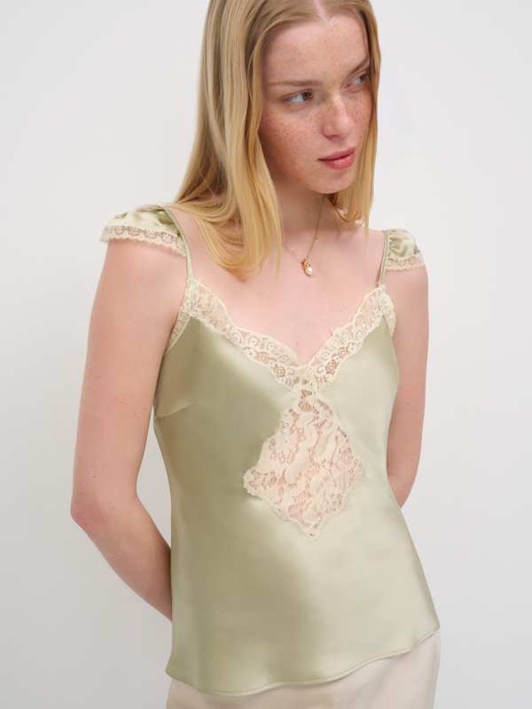 Serafina Silk Top - Dried Herbs