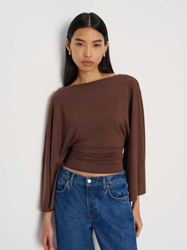 Avery Long Sleeve Knit Top - Cafe