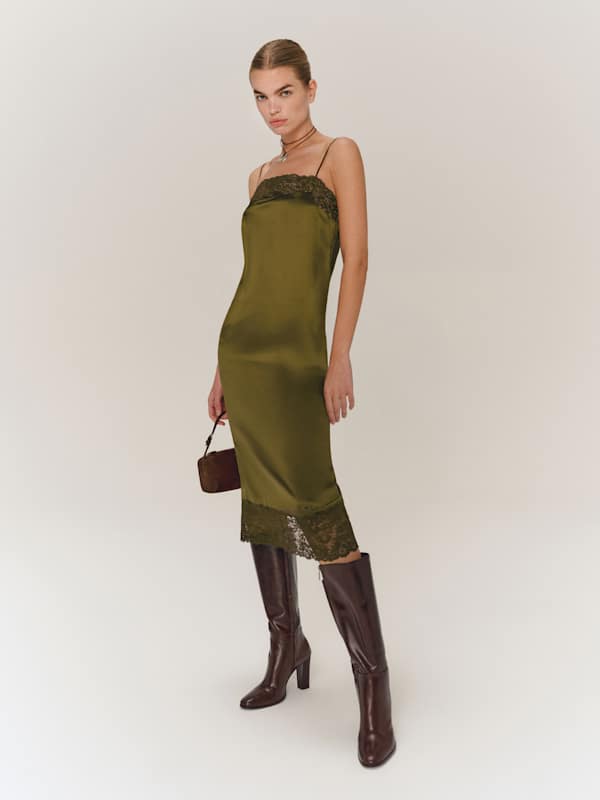 Mackenzie Silk Dress - Moss Garden