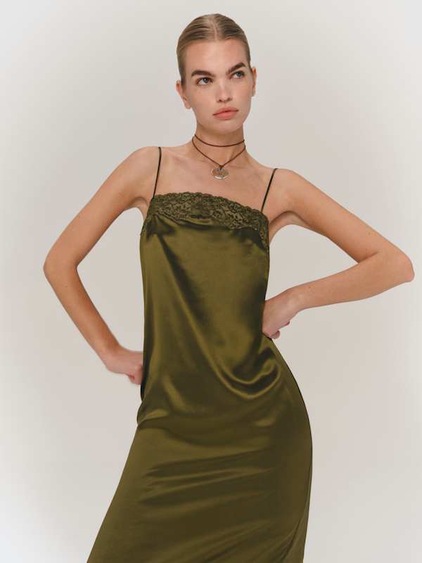 Mackenzie Silk Dress - Moss Garden