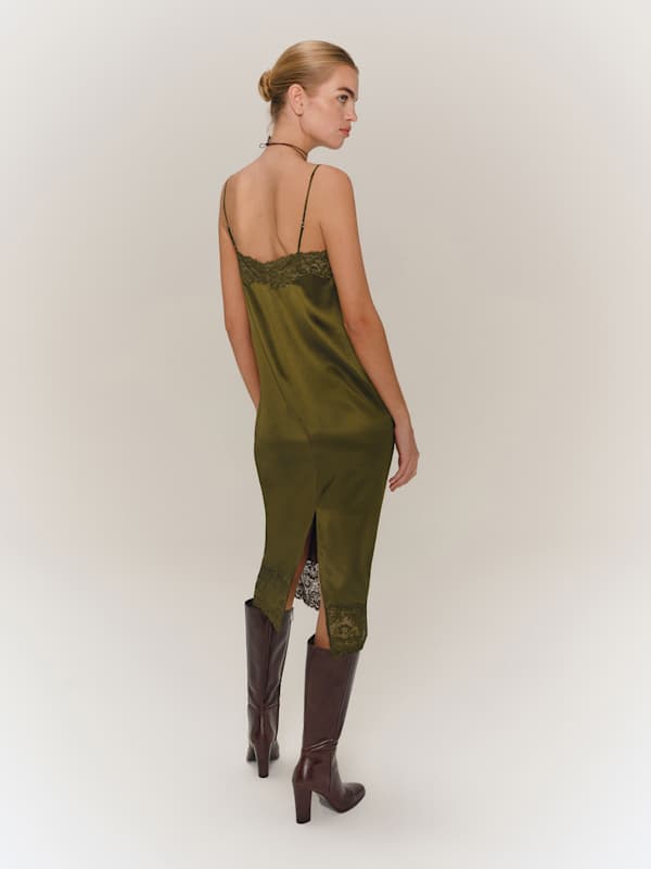 Mackenzie Silk Dress - Moss Garden