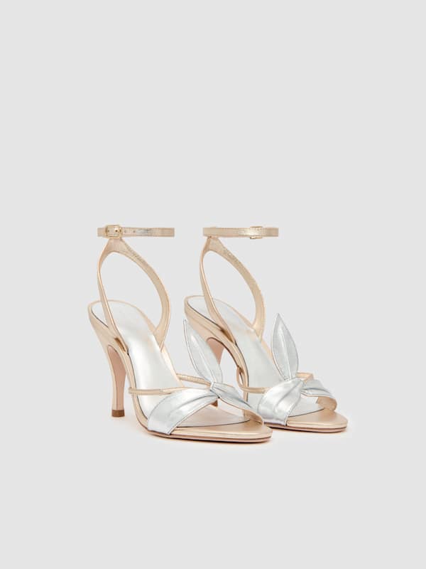 Linda Heeled Sandal - Gold Silver Leather