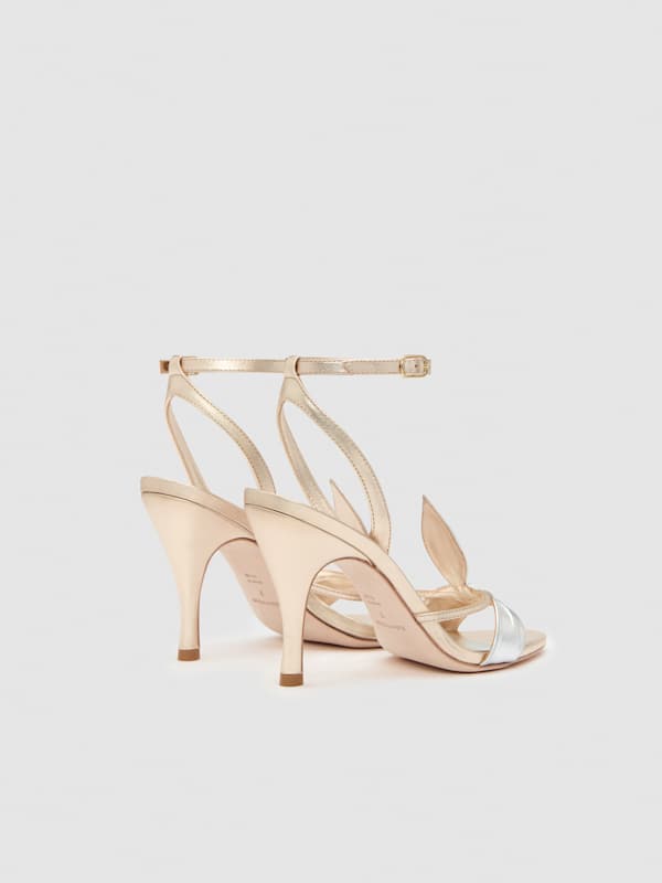 Linda Heeled Sandal - Gold Silver Leather