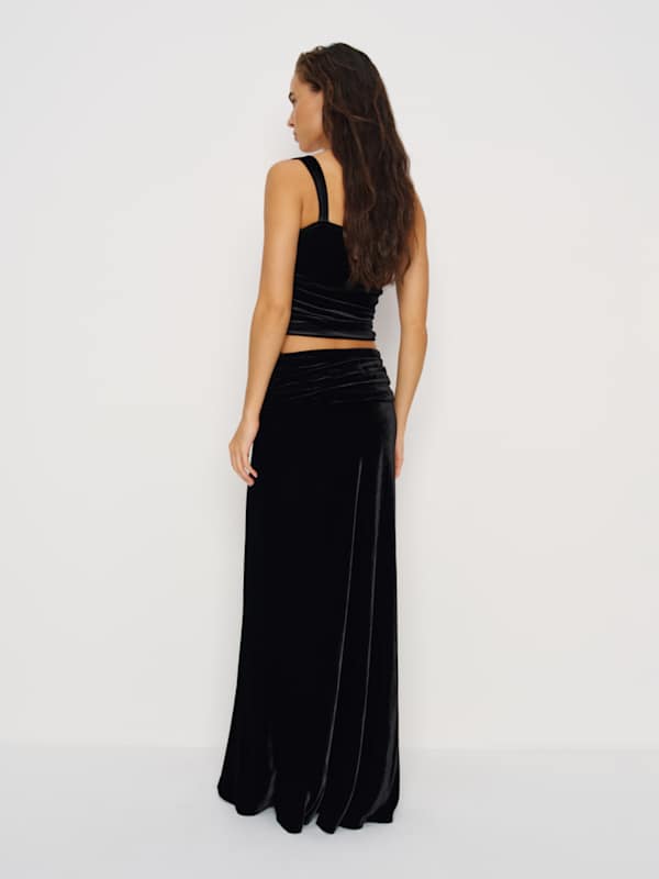 Evie Velvet Skirt - Black