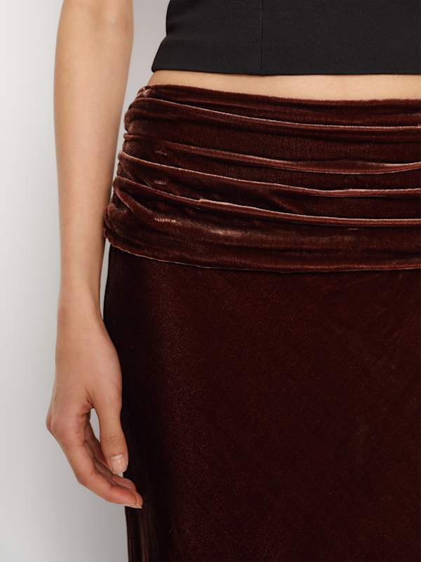 Evie Velvet Skirt - Mahogany