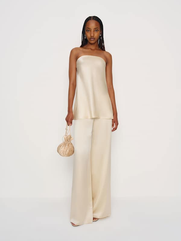 Spritz Silk Long Top - Almond