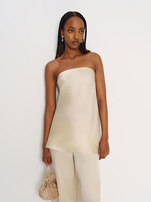 Spritz Silk Long Top - Almond