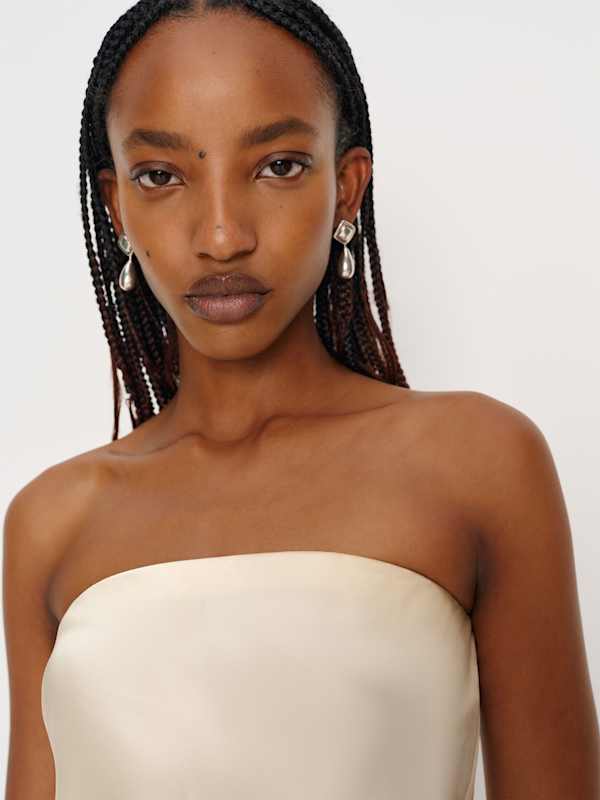 Spritz Silk Long Top - Almond