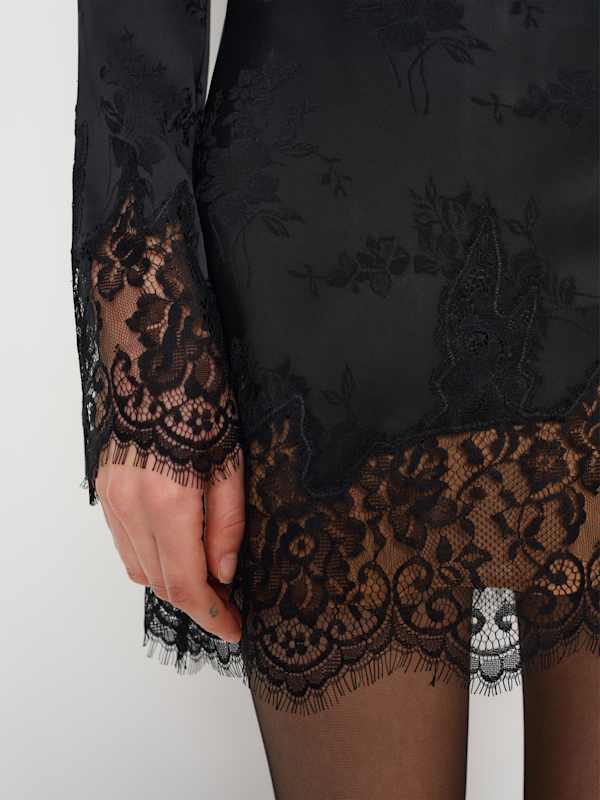 Blanche Silk Dress - Black Jacquard