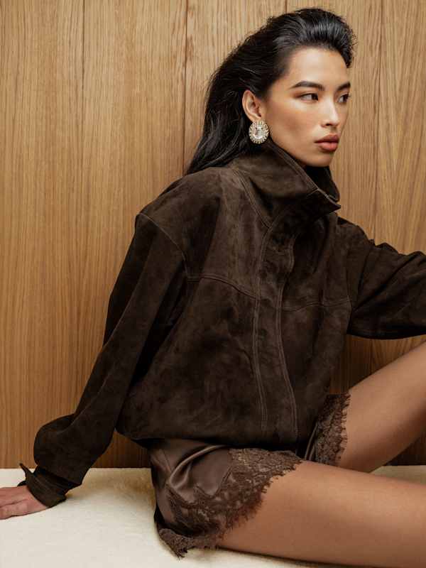 Veda Kendall Suede Jacket - Mole Suede