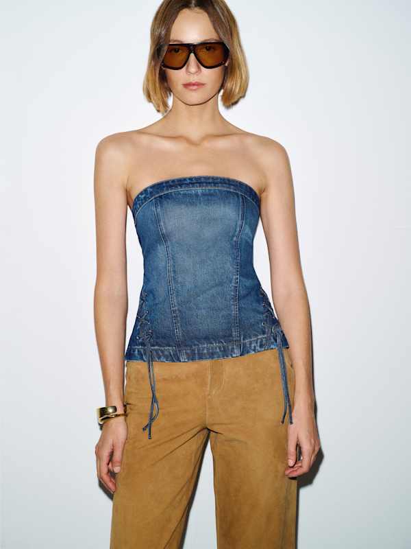 Gabbriette Stretch Denim Top - Mellusine