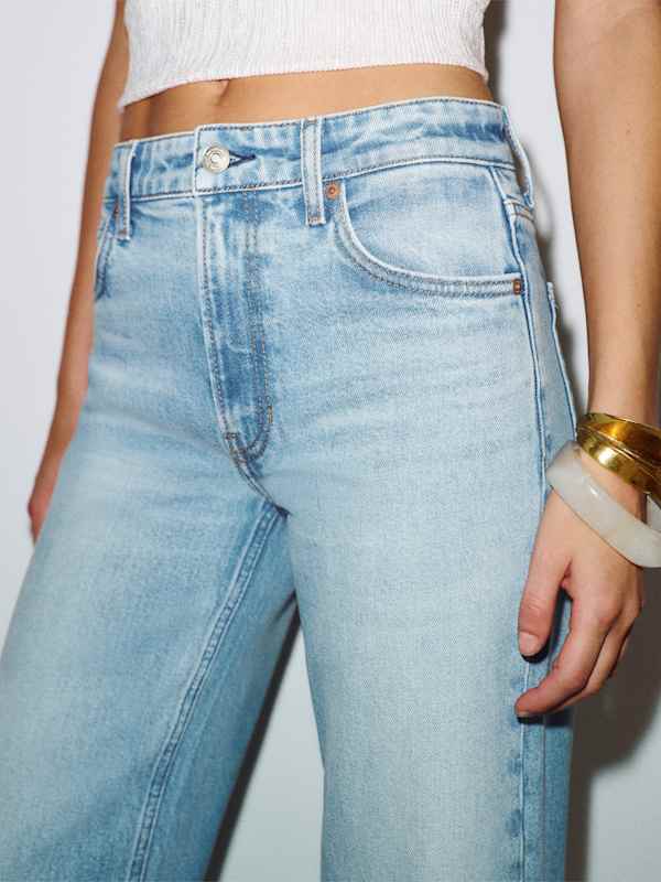 Hunter Stretch Mid Rise Wide Leg Jeans - Manatee