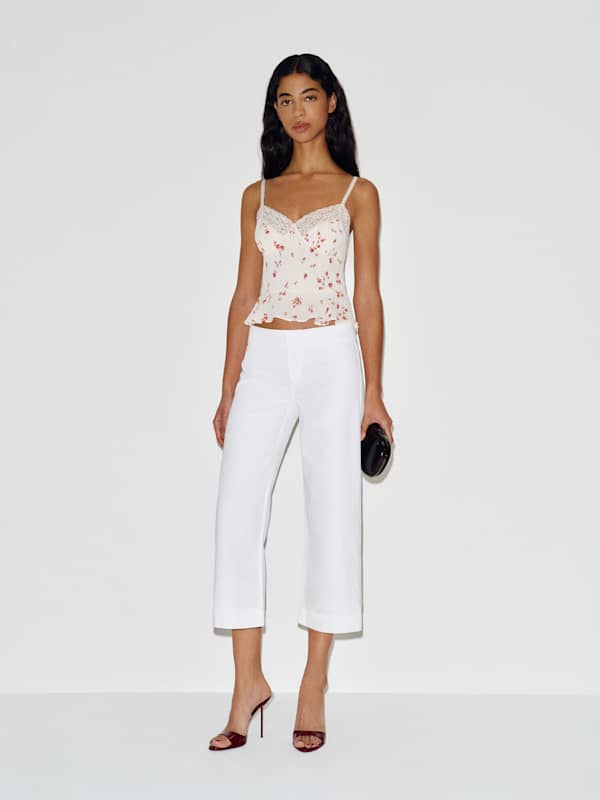 Kat Low Rise Straight Cropped Jeans - Optic White