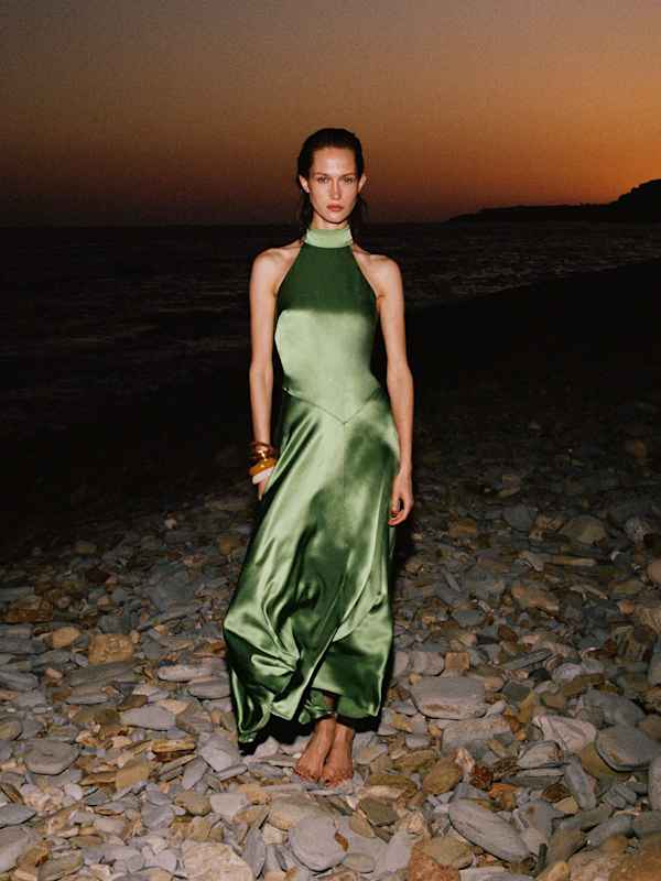 Katelyn Silk Dress - Jade Green