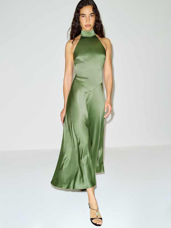 Katelyn Silk Dress - Jade Green