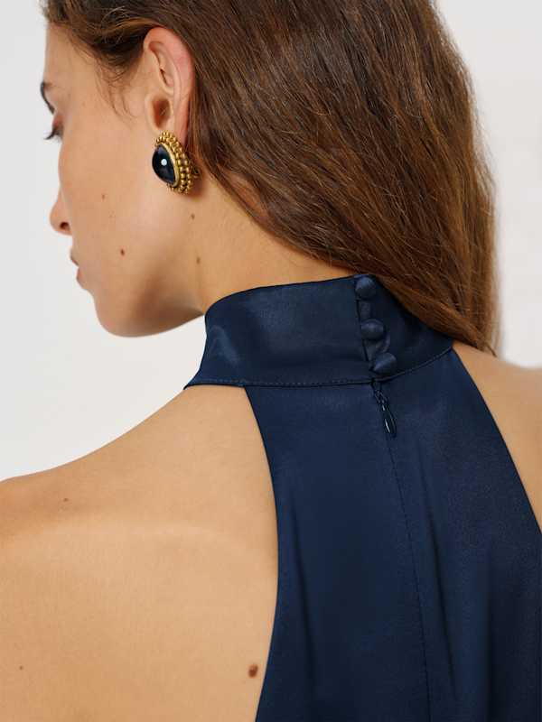 Katelyn Silk Dress - Navy