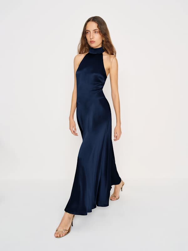 Katelyn Silk Dress - Navy