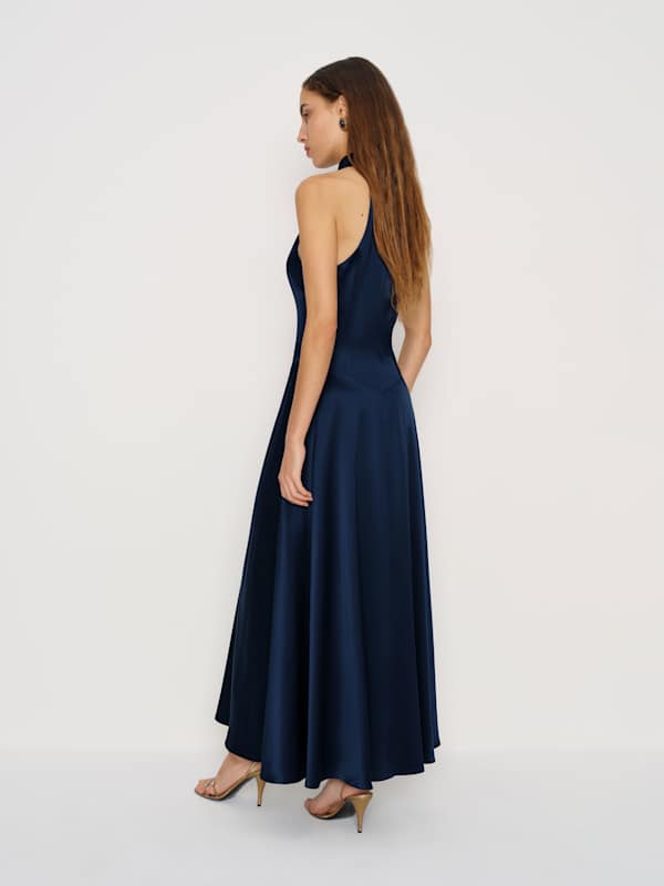 Katelyn Silk Dress - Navy