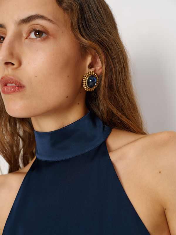 Katelyn Silk Dress - Navy