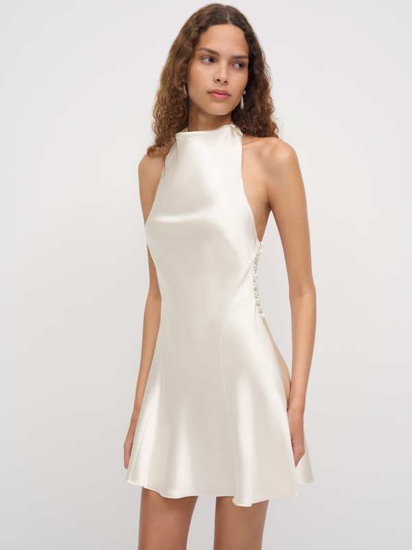 Roy Silk Mini Dress - Ivory