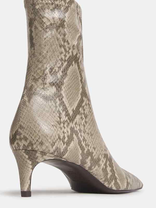 Remy Stretch Ankle Boot - Cream Snake