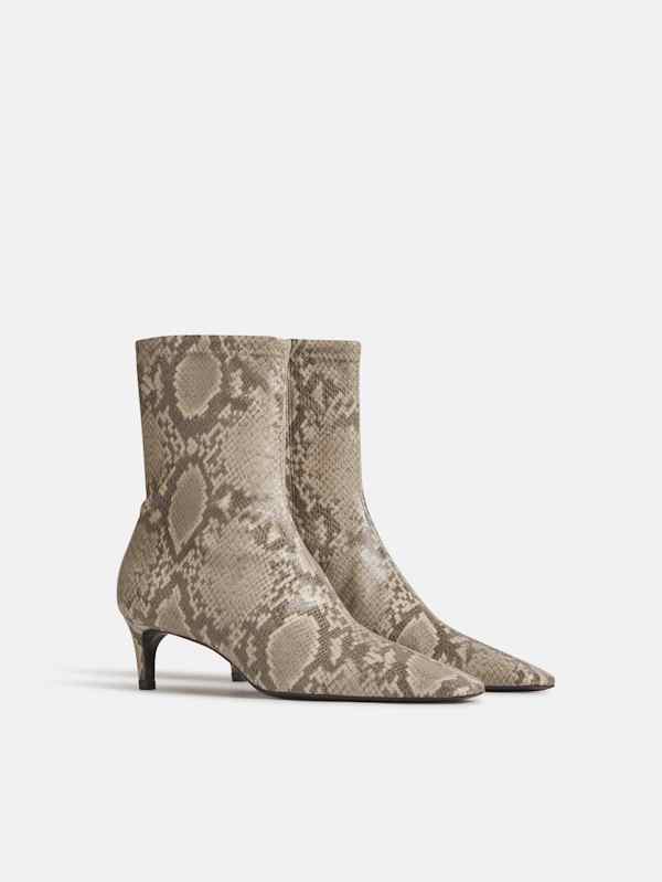 Remy Stretch Ankle Boot - Cream Snake