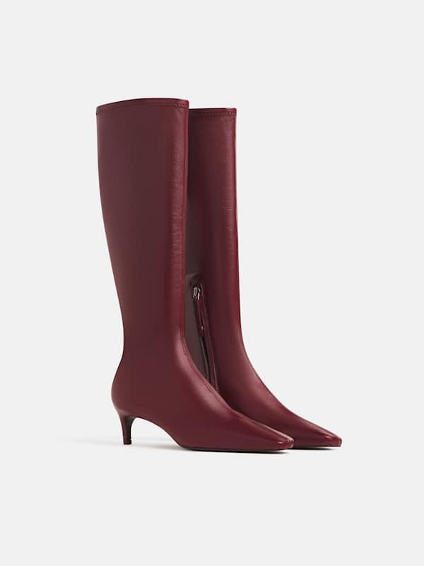 Remy Stretch Knee Boot - Oxblood Stretch Leather