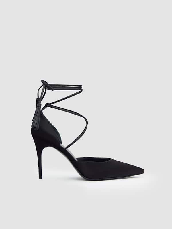 Julia Tassel Pump - Black Satin