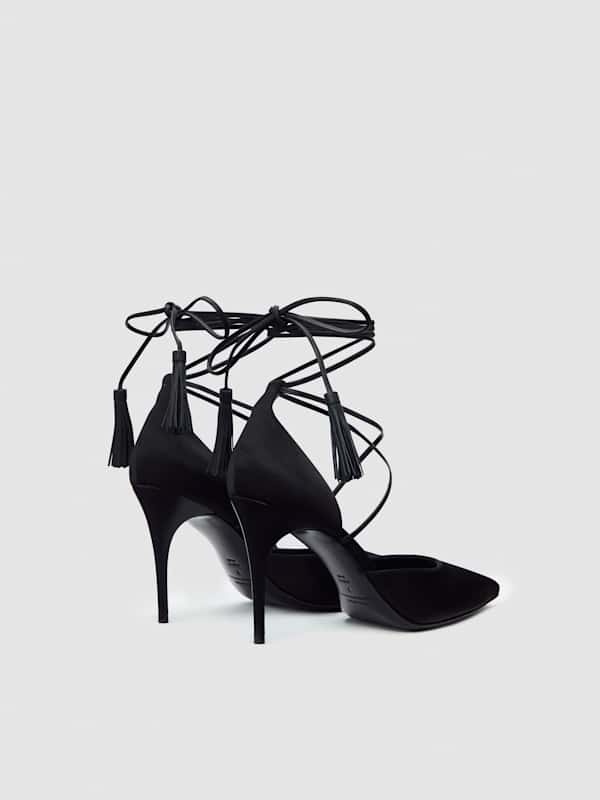 Julia Tassel Pump - Black Satin