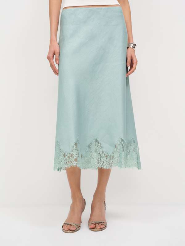 Carolina Linen Skirt - Aquamarine