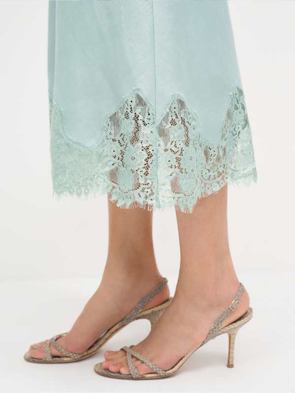 Carolina Linen Skirt - Aquamarine
