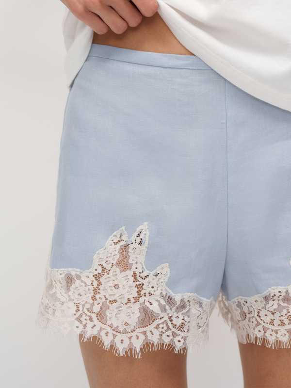 Fern Linen Short - Cloud Blue