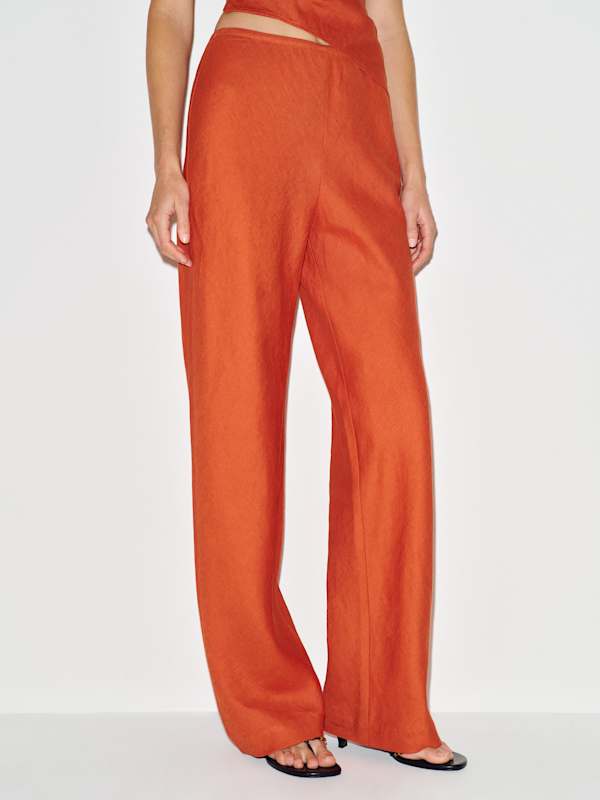 Gale Linen Mid Rise Pant - Chili Mango