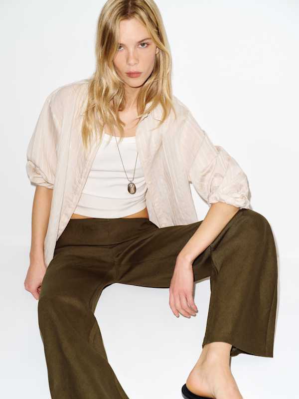 Gale Linen Mid Rise Pant - Dark Olive