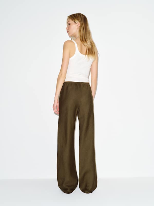 Gale Linen Mid Rise Pant - Dark Olive