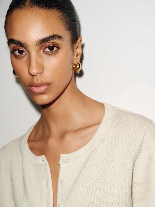 Clara Cotton Crew Cardigan - Fior Di Latte