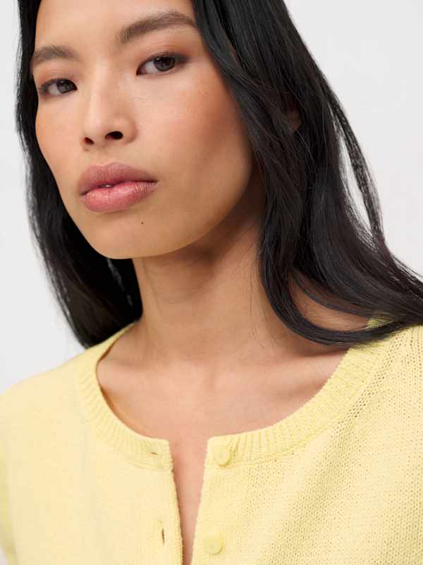 Clara Cotton Crew Cardigan - Pineapple