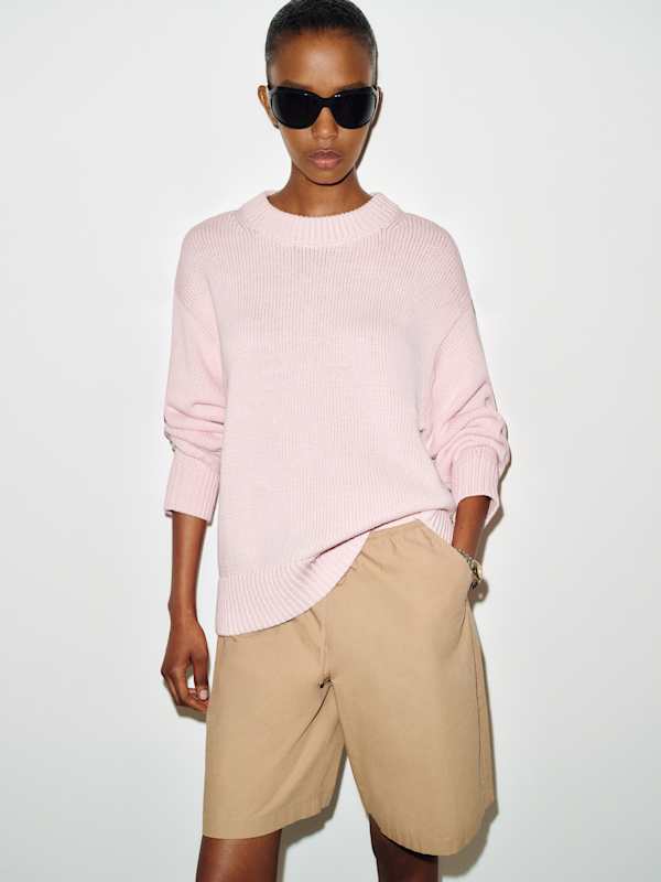 Cove Cotton Oversized Crew - Cherry Blossom
