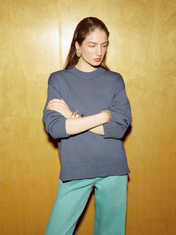 Cove Cotton Oversized Crew - Flint