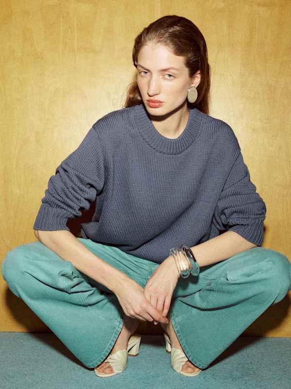 Cove Cotton Oversized Crew - Flint