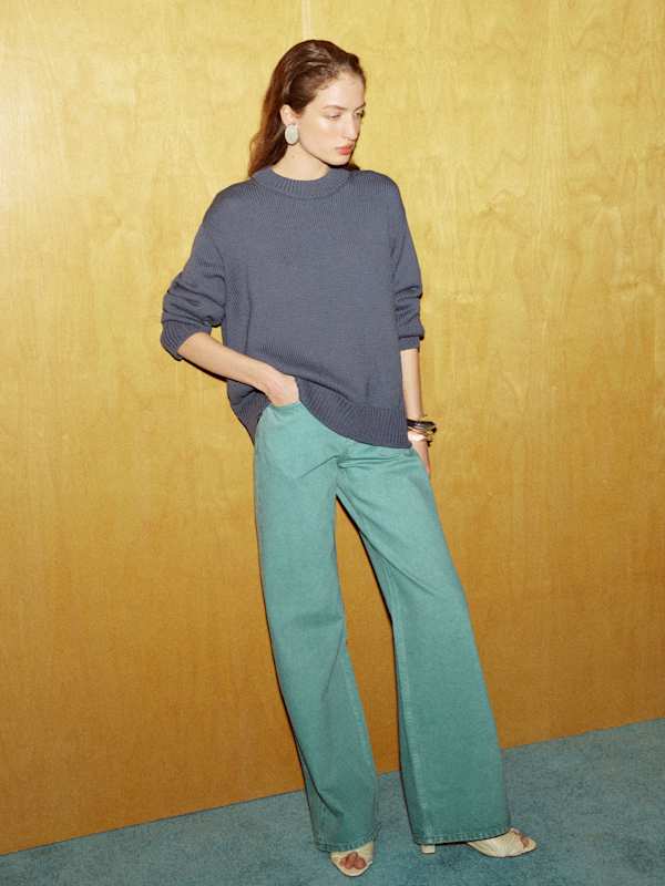 Cove Cotton Oversized Crew - Flint