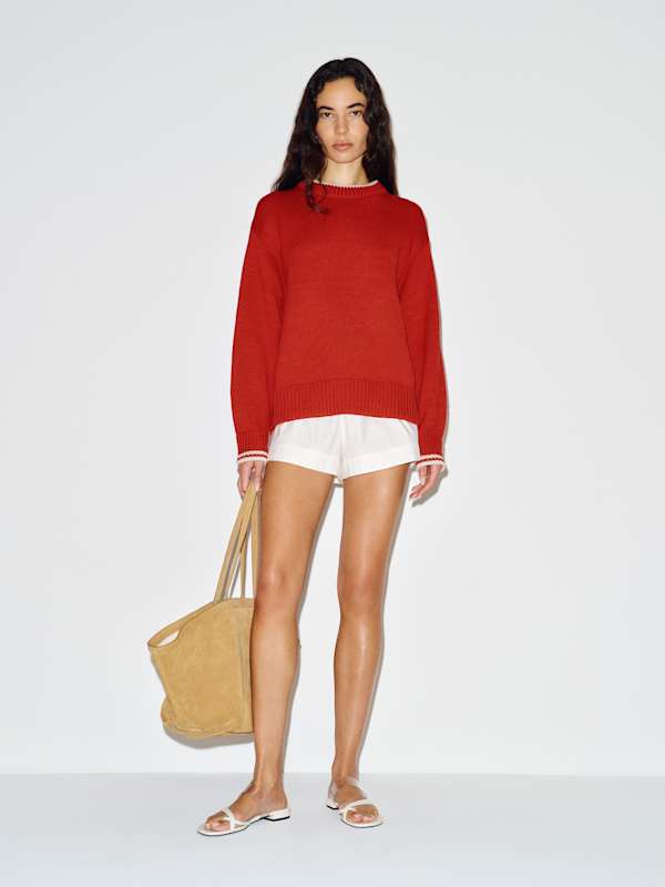 Cove Cotton Oversized Crew - Sundried Tomato Fior Di Latte