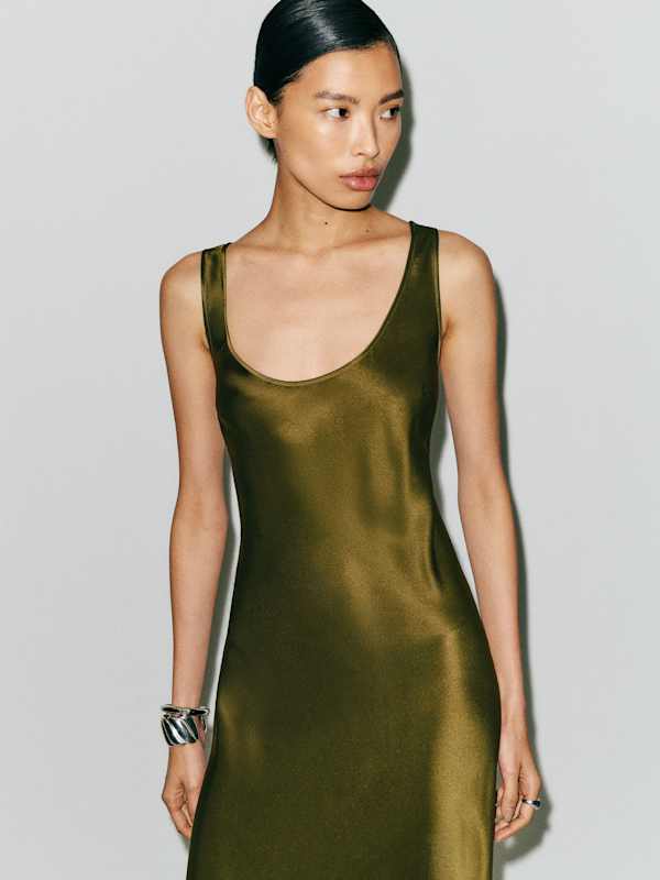 Pamela Silk Dress - Moss Garden