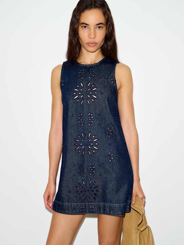 Bri Denim Mini Dress - Prespa Eyelet