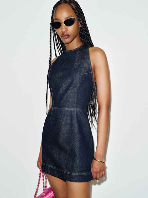 Kianna Denim Halter Mini Dress - Prespa