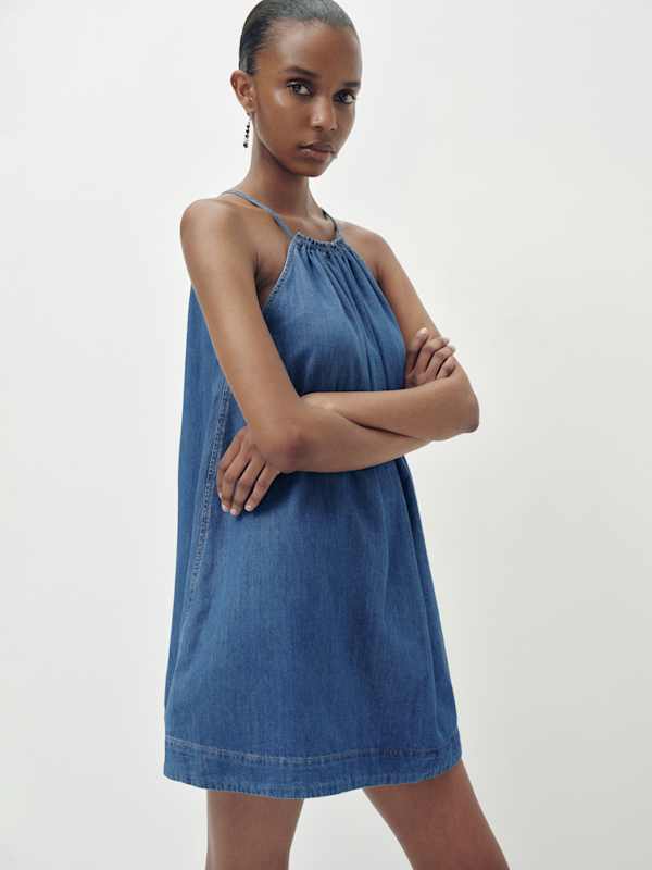 Paisley Denim Mini Dress - Rhine