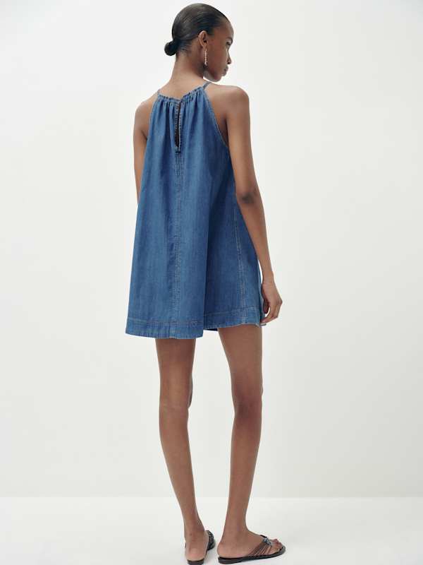 Paisley Denim Mini Dress - Rhine