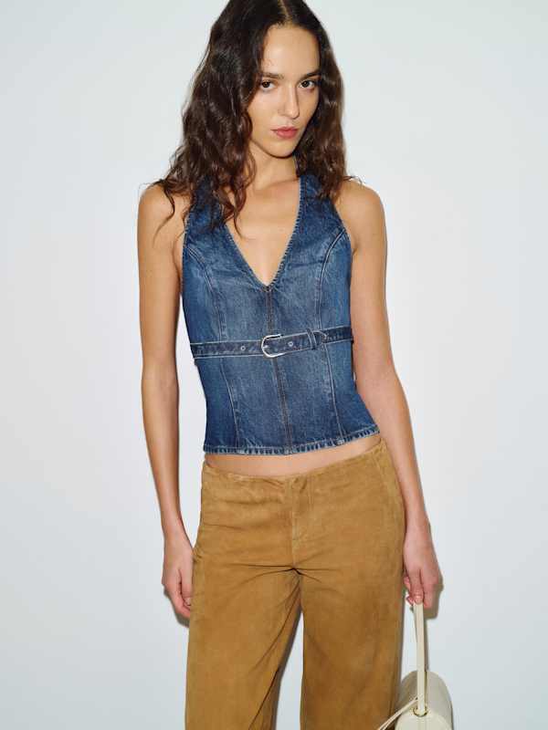 Randy Denim Halter Top - Pyramid